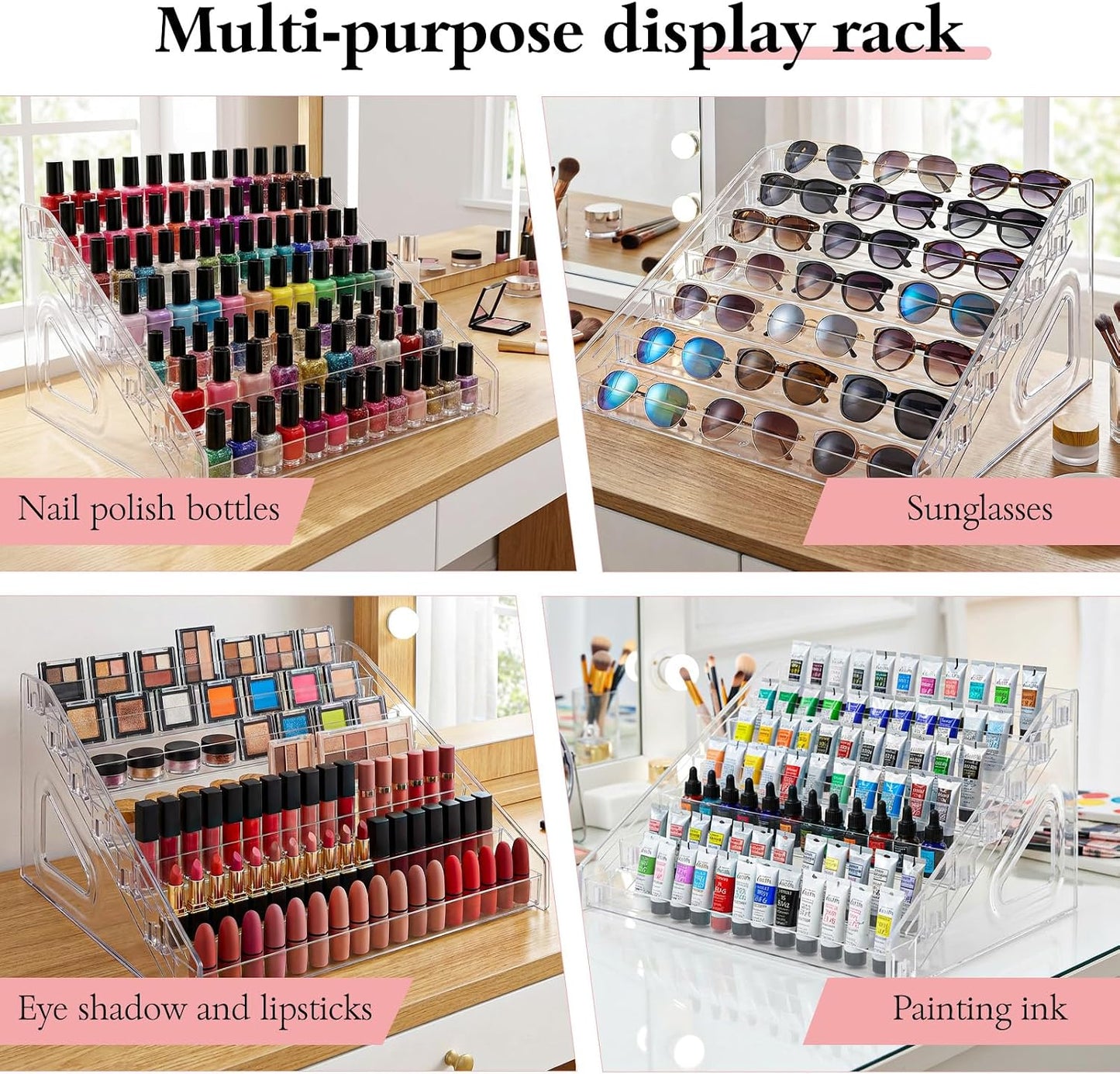 Nail Polish Organizer - 7 Layers Clear Plastic Storage Stand | Essential Oil, Cosmetic, Jewelry Holder
