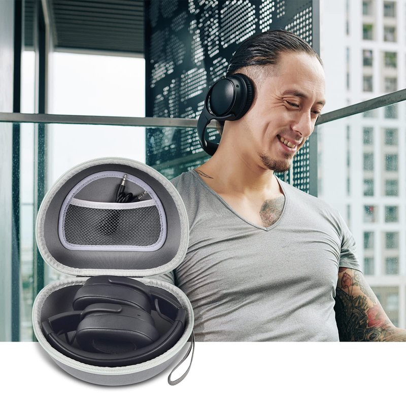 Headphone Case for Skullcandy Crusher/Hesh/Evo Wireless Over-Ear Bluetooth Earphones, for JLab JBuds Lux ANC, for TOZO HT3/HT2 Headphones and More Noise Cancelling Foldable Headset - Box Only (Grey)