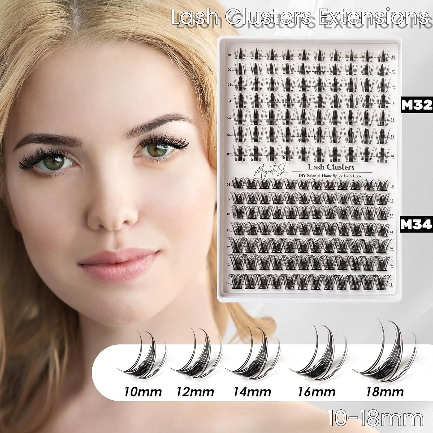 Lash Clusters - 154pcs Curly Eyelash Extension Kit | Natural Look 10-18mm with Bond & Seal