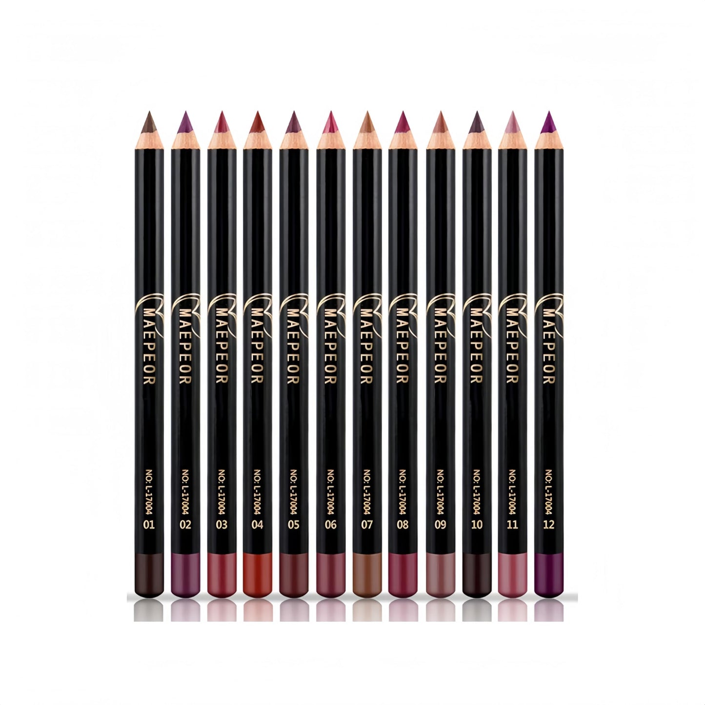 MAEPEOR Matte Lip Liner Set 12 PCS Classic Colors Series Highly Pigmented Smoothly Velvet Lipliner Pencil Set Long Lasting and Waterproof Lip Liners (12PCS-1)