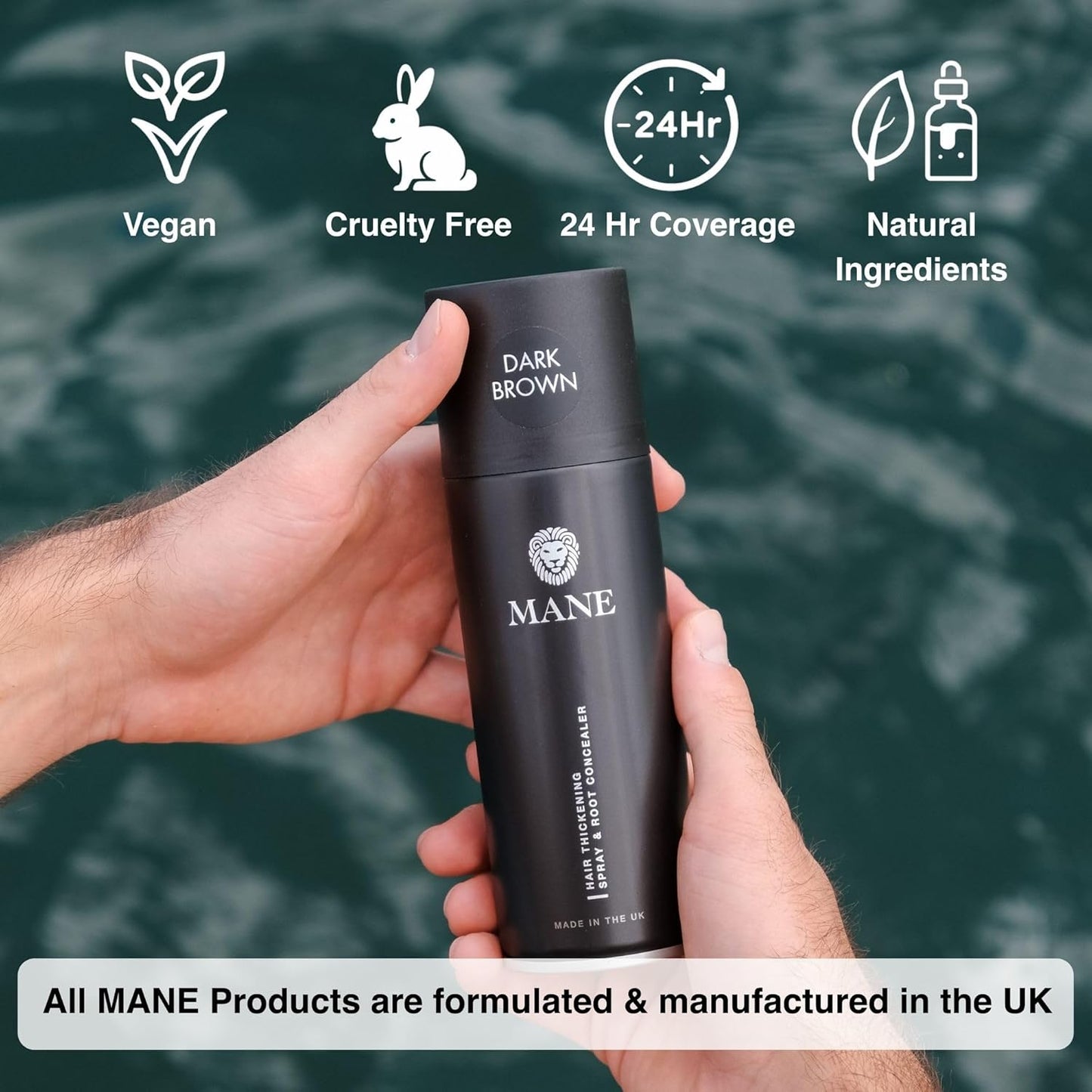 Mane Micro-Mineral Hair Thickening Spray - Instant Volume & Root Cover for Thinning Hair | Travel Size, 100 ml, Black