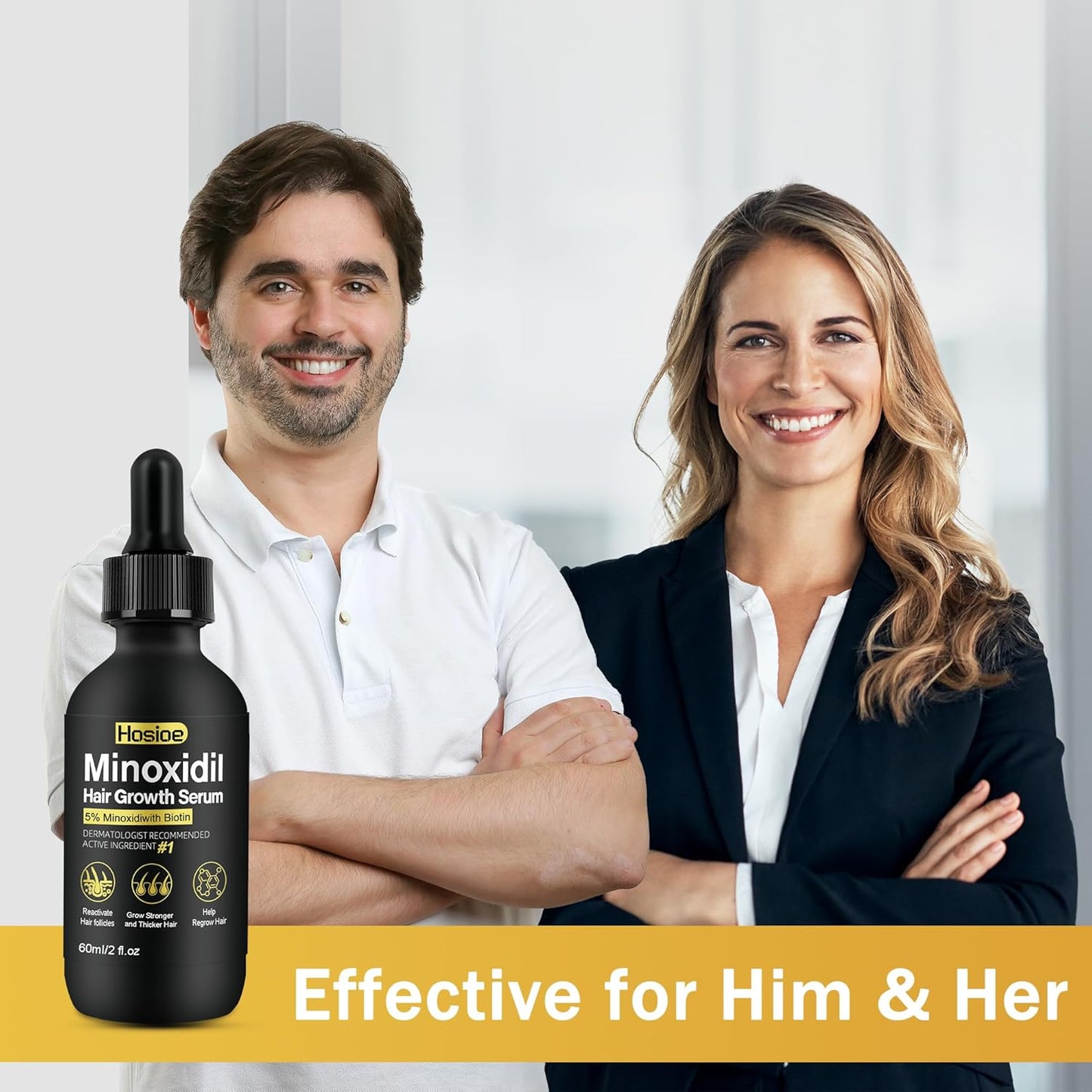 Minoxidil Hair Growth Serum - 5% Topical Treatment for Men & Women | Beard Growth | 3-Pack
