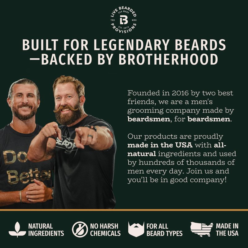 Live Bearded Complete Beard Grooming Kit, Made in the USA with All-Natural Ingredients - Beard Wash, Conditioner, Beard Butter & Beard Oil Kit - Mens Gift Set, in Scent Tombstone, Tobacco & Cedar