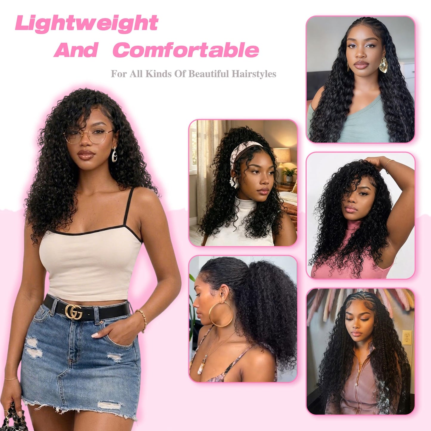 LADEMI Human Crochet Hair, Miracle Feather Crochet Hair Knotless Deep Wave