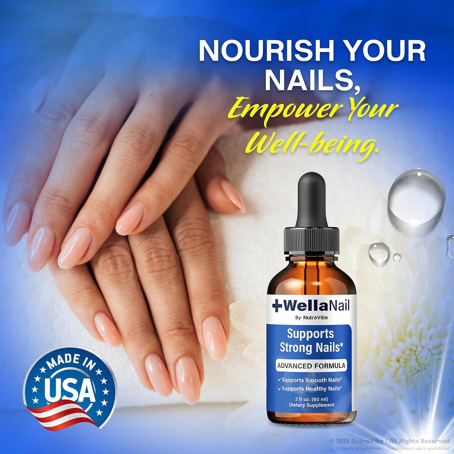 WellaNail Drops - Premium Nail & Foot Care Formula with Natural Ingredients | Supports Healthy Nails & Hydration - 30 Servings