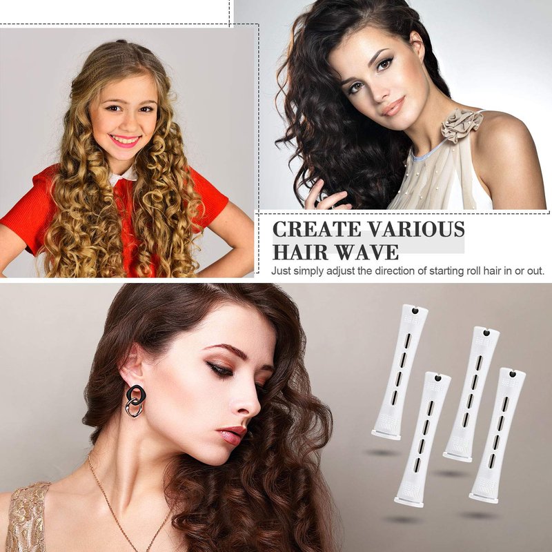 WILLBOND Cold Wave Rods - 36 Hair Perming Rollers with Steel Rat Tail Comb for Styling