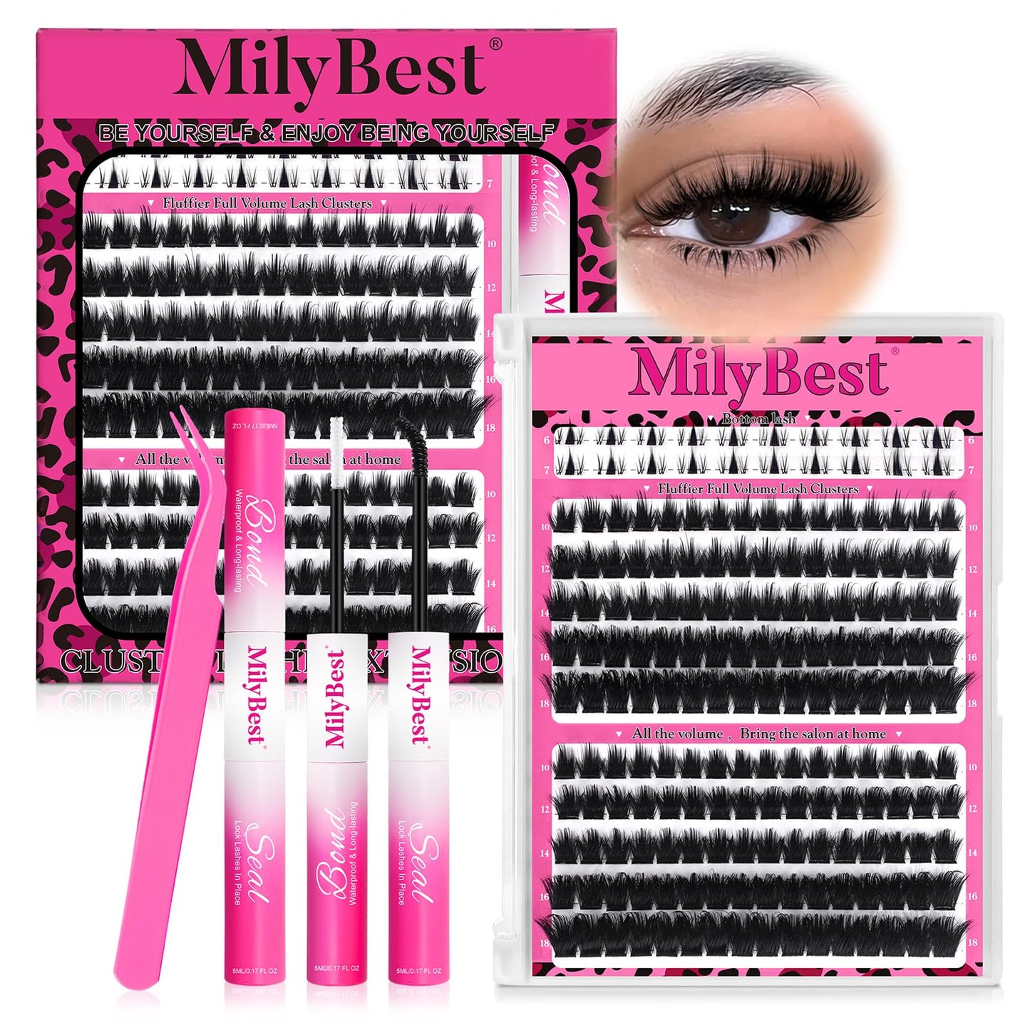 Cove Lash Clusters Kit Eyelash Clusters with Bottom Lashes 10-18mm Manga Fairy Individual Lashes Wispy Fluffy Cluster Eyelash Extensions Bond & Seal Spiky D Curl Lash Extension Kit by MilyBest