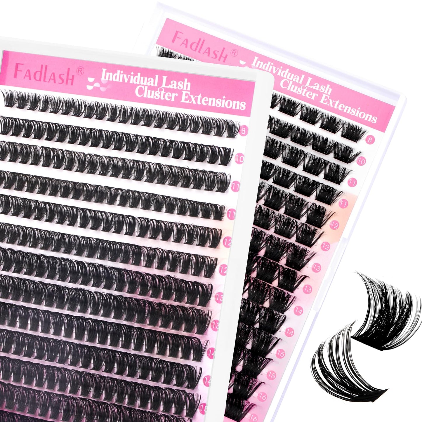 FADLASH Lash Clusters Natural Eyelash Clusters 100D+200D Fluffy Lashes Extensions 8-16mm D Curl DIY at Home (100D+200D, 2 Pack)