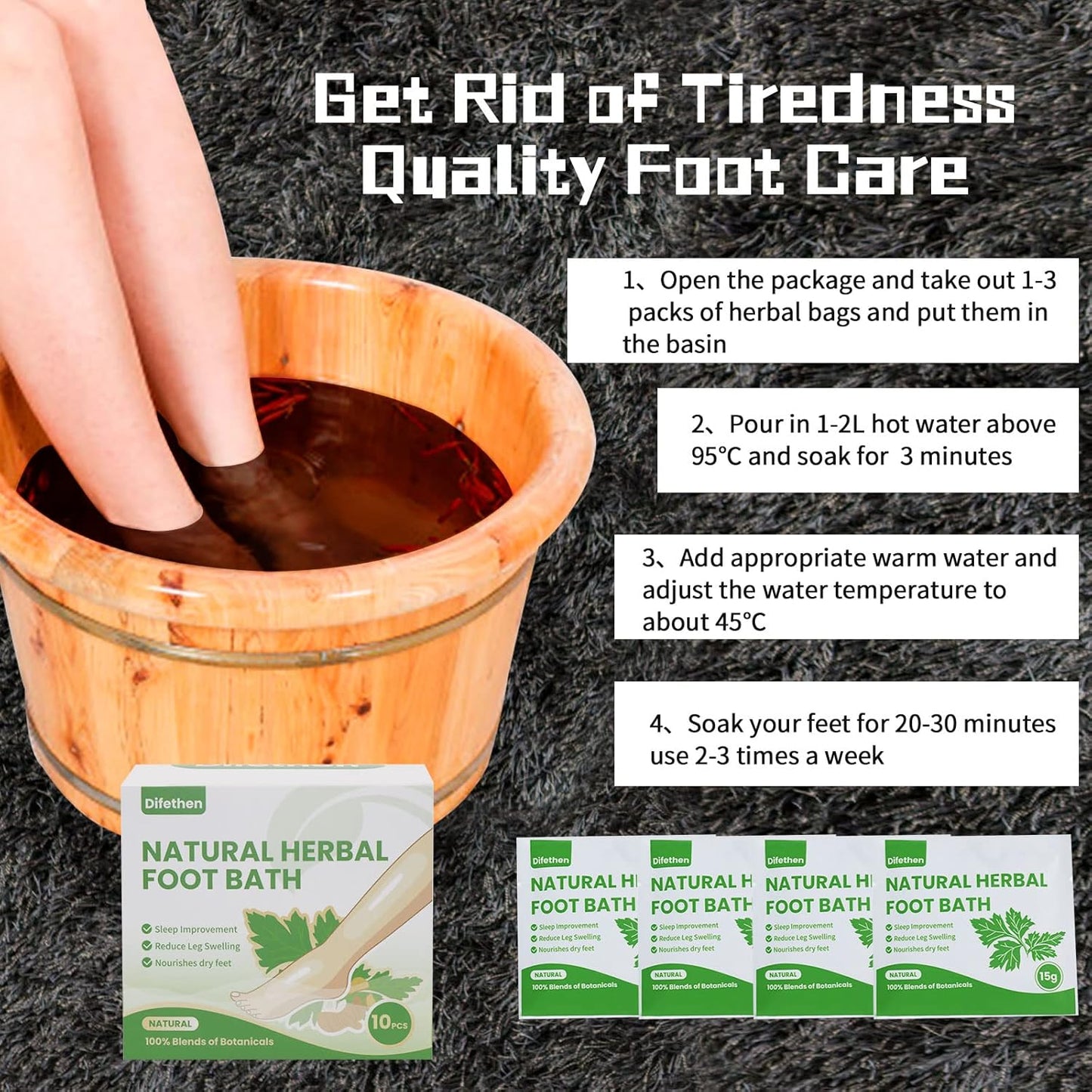 Mugwort Herbal Foot Soak Bag - Lymphatic Ginger Bath for Anti-Swelling | 15g Each, 10 Pack
