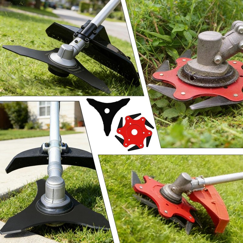 GOROBU Steel Trimmer Head with 6 Blade Razors and 3 Teeth Brush Cutter Blade, Universal Weed Eater Metal Blades with Adapter Kit, Compatible with Stihl Husqvarna Sears Echo Poluan Redmax Shindaiwa