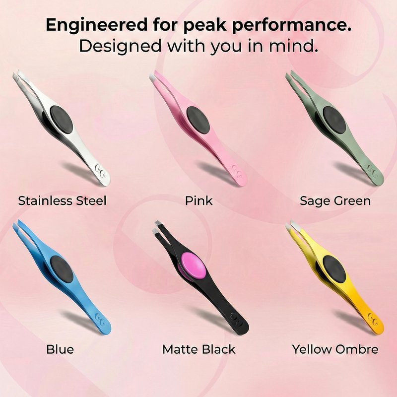 Coco’s Closet Tweezer for Eyebrows – Surgical grade Stainless Steel Slant Pink Tweezer - Precision for Ingrown Hair Removal