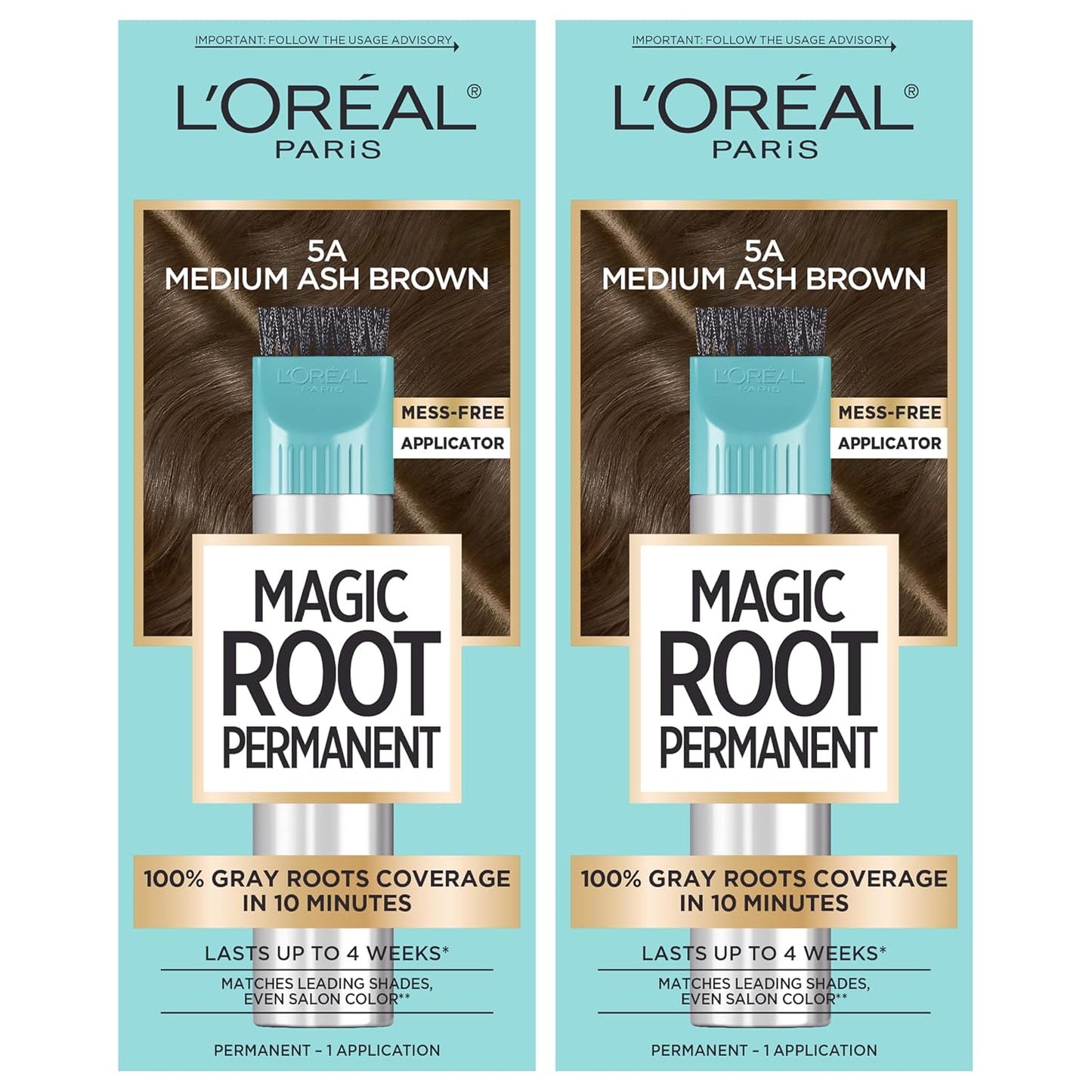 L'Oreal Paris Magic Root Hair Color Kit - 100% Gray Coverage in 10 Minutes | Dark Brown (2 Count)