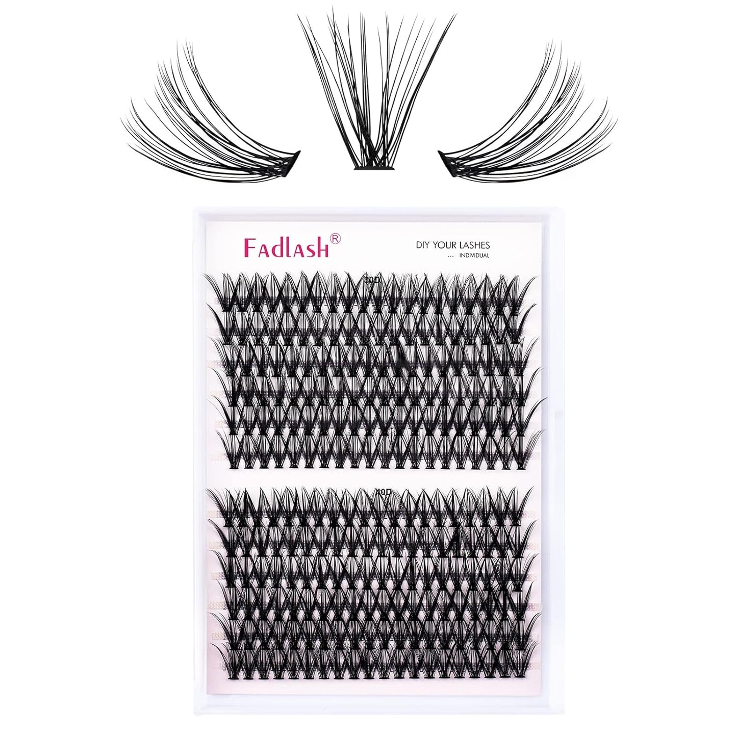 FADLASH Natural Eyelash Clusters - Fluffy 100D/200D Extensions | DIY Home Use, 8-16mm D Curl, 2 Pack