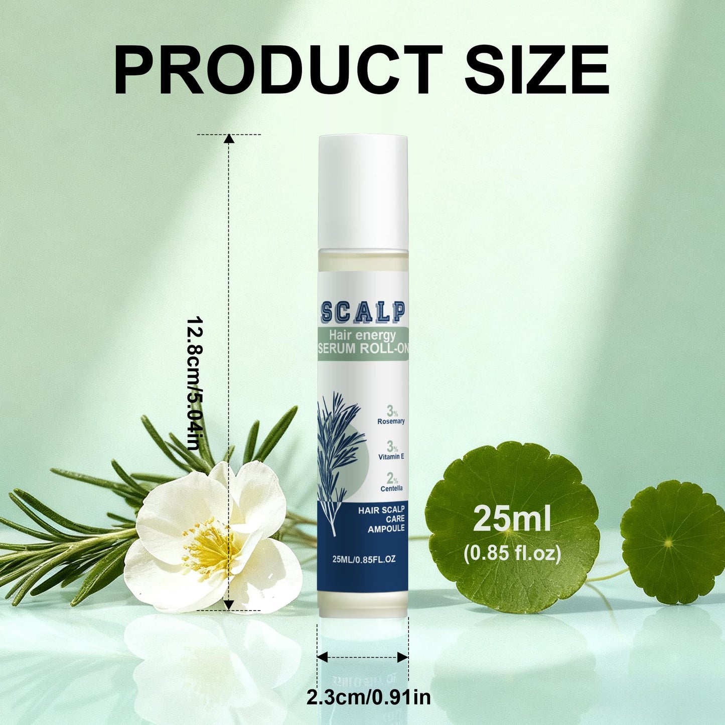 Hair Growth Serum Roll-On 25ml / 0.85 fl.oz, Rosemary Oil & Ginger Root for Hair, Nourishing Daily Serum for Men & Women, Non-Greasy, Easy to Apply.