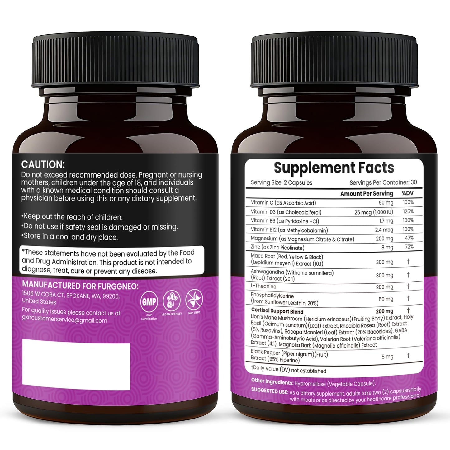 Cortisol Supplements for Women, 18-in-1 Cortisol Reducer Manager with Ashwagandha, Maca Root, Magnesium, L-Theanine, Stress Relief Support for Hormone Balance, Calm Mood, Energy & Focus, 60 Capsules