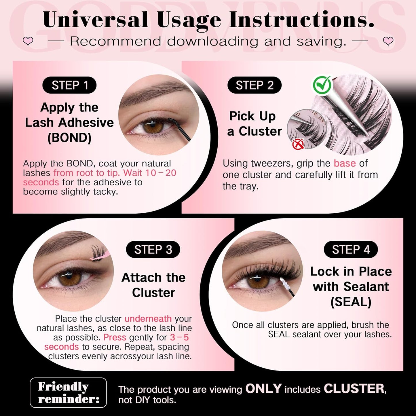 Plush Lash Clusters - Natural Wispy Eyelash Extensions for DIY Home Use | D Curl Individual Lashes