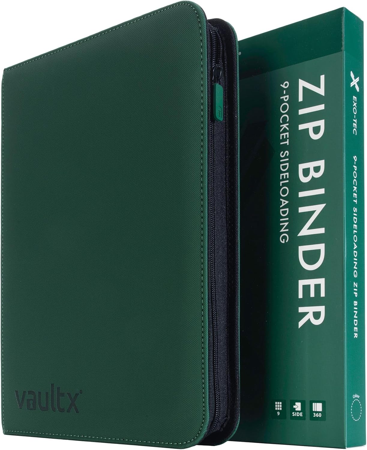 Vault X 9 Pocket Zip Binder - Durable Exo-Tec Material, Holds 360 Cards | Black, 20 Side-Loading Pages