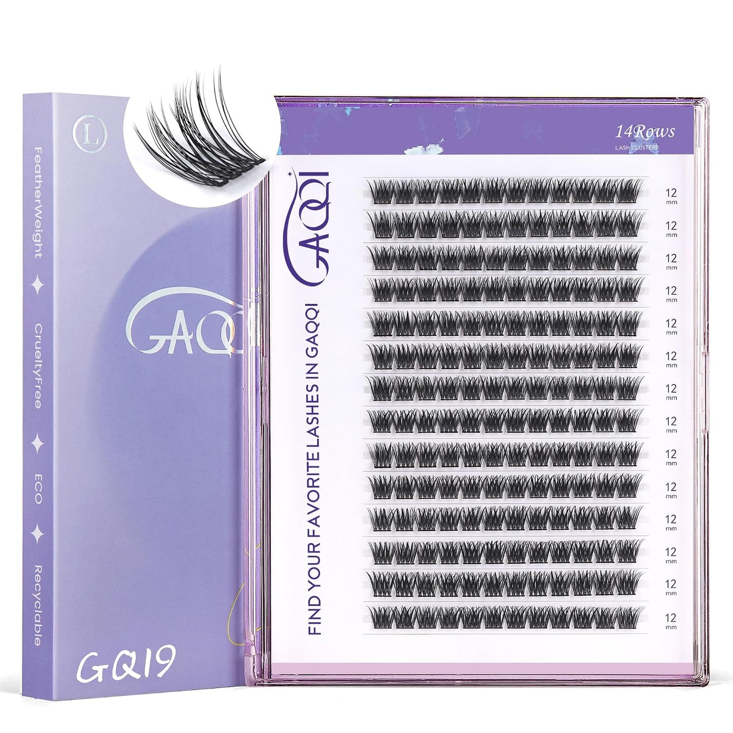 GAQQI Lash Clusters - Wispy Volume Eyelash Extensions, 110 Multilayered 3D Lashes, 10-14mm Lengths