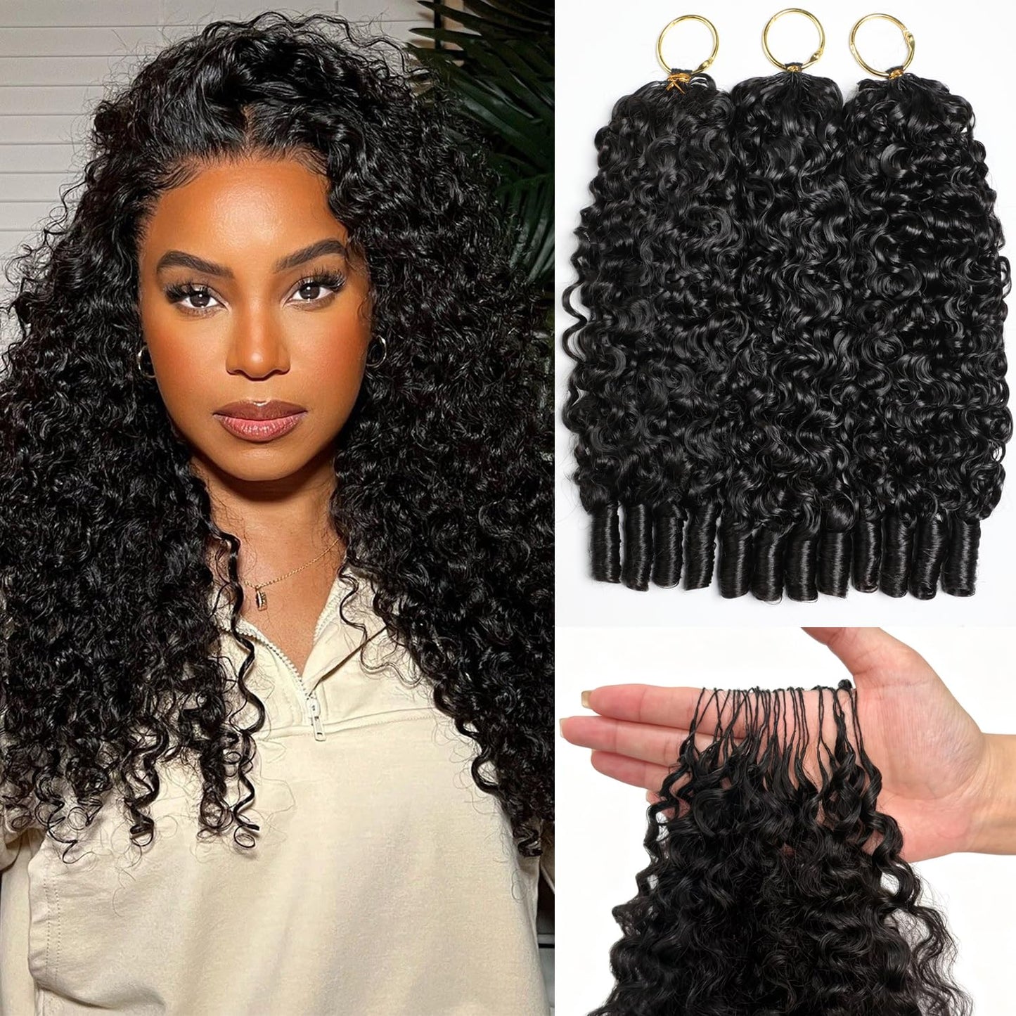 Burmese Curly Crochet Hair - 20 Inch 60g Knotless Pre-Separated Bundles | Invisible Miracle Knots, Reusable Virgin Hair Extensions