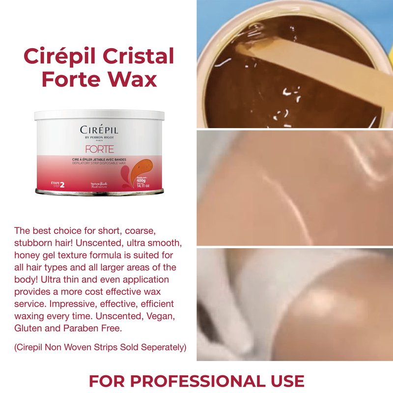 Cirepil - Forte - 400g / 14.11 oz Soft Wax Tin - Strong Strip Wax for Coarse & Resistant Hair - Classic Honey Texture - Effective for Men & Women Body Waxing
