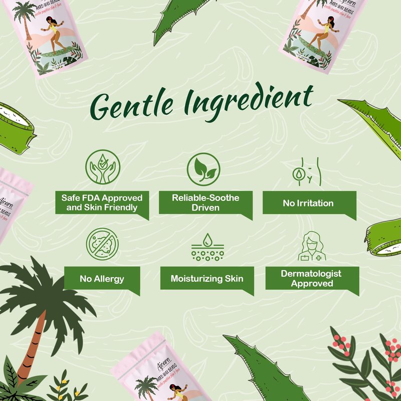 Wax Beads, Ajoura 1lb Hard Wax Beans for Sensitive Skin Hair Removal for Full Body, Bikini, Face, Eyebrow, Back, Chest, Legs, Armpit, Upper Lip, Home Refill for Wax Warmer Kit (Green)
