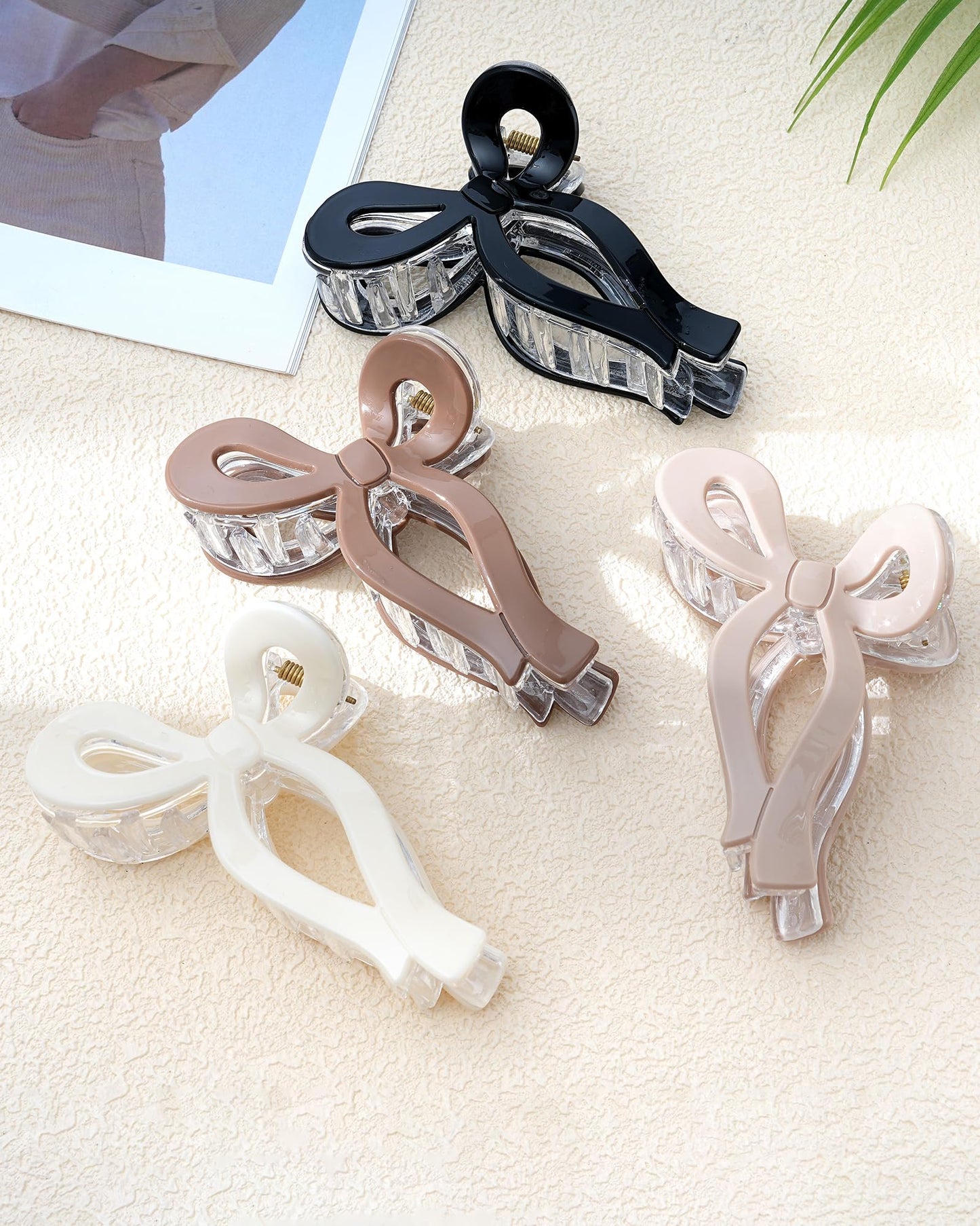 Molans 5Inch Large Hair Claw Clips 4 PCS for Women - Acrylic Hair Accessories for Thick Hair and Long Hair, Big Strong Durable Hair Applique, Oversized Non-slip Rectangle Butterfly Jaw Hair Clips