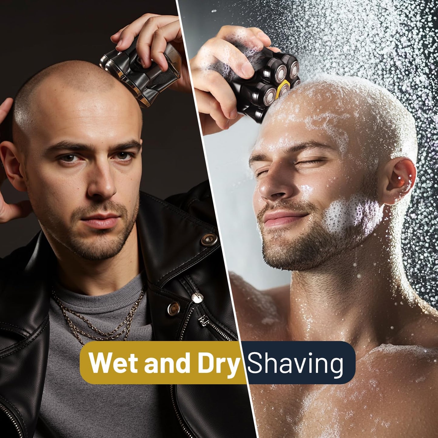 PUENBKO Head Shaver for Bald Men: 7D Floating Head Electric Shaver- 𝐆𝐢𝐟𝐭𝐬 𝐟𝐨𝐫 𝐅𝐚𝐭𝐡𝐞𝐫'𝐬 𝐃𝐚𝐲 - 𝐈𝐏𝐗𝟕 Waterproof Wet Dry - 120Min Runtime & Travel Lock with Type-C Fast Charge