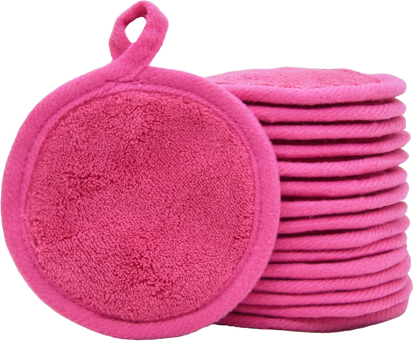 Reusable Makeup Remover Pads - Microfiber Facial Cleansing Cloths | 16 Soft Rounds for Easy Makeup Removal