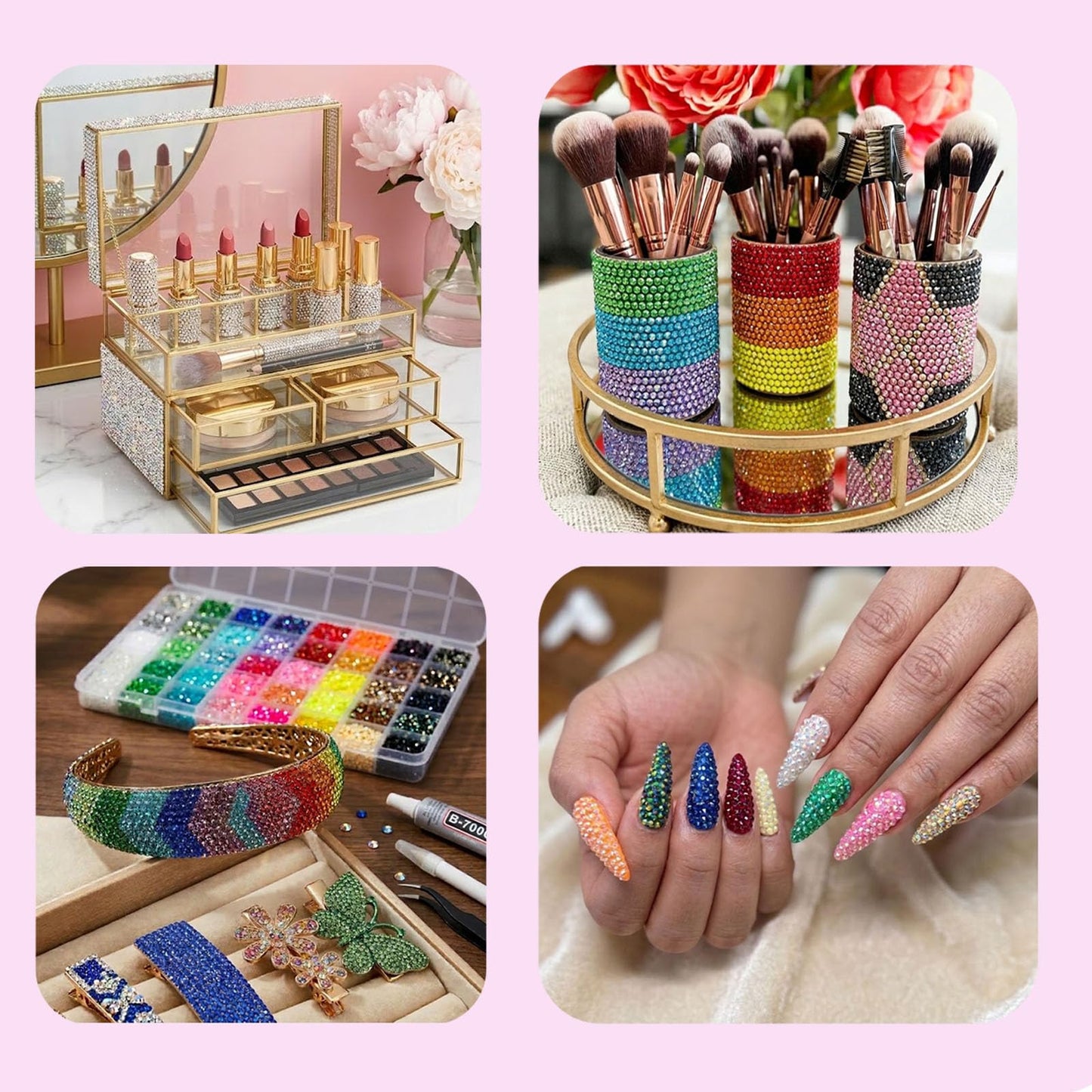 50000+Pcs Resin Jelly Rhinestones for Bedazzling,40 Colors 3mm Flatback Gems Bedazzling Kit with 3Pcs 10ml B7000 Glue for Clothing Nail Art Shoes Crafting Makeup (40 Colors+3 Pcs Glue)
