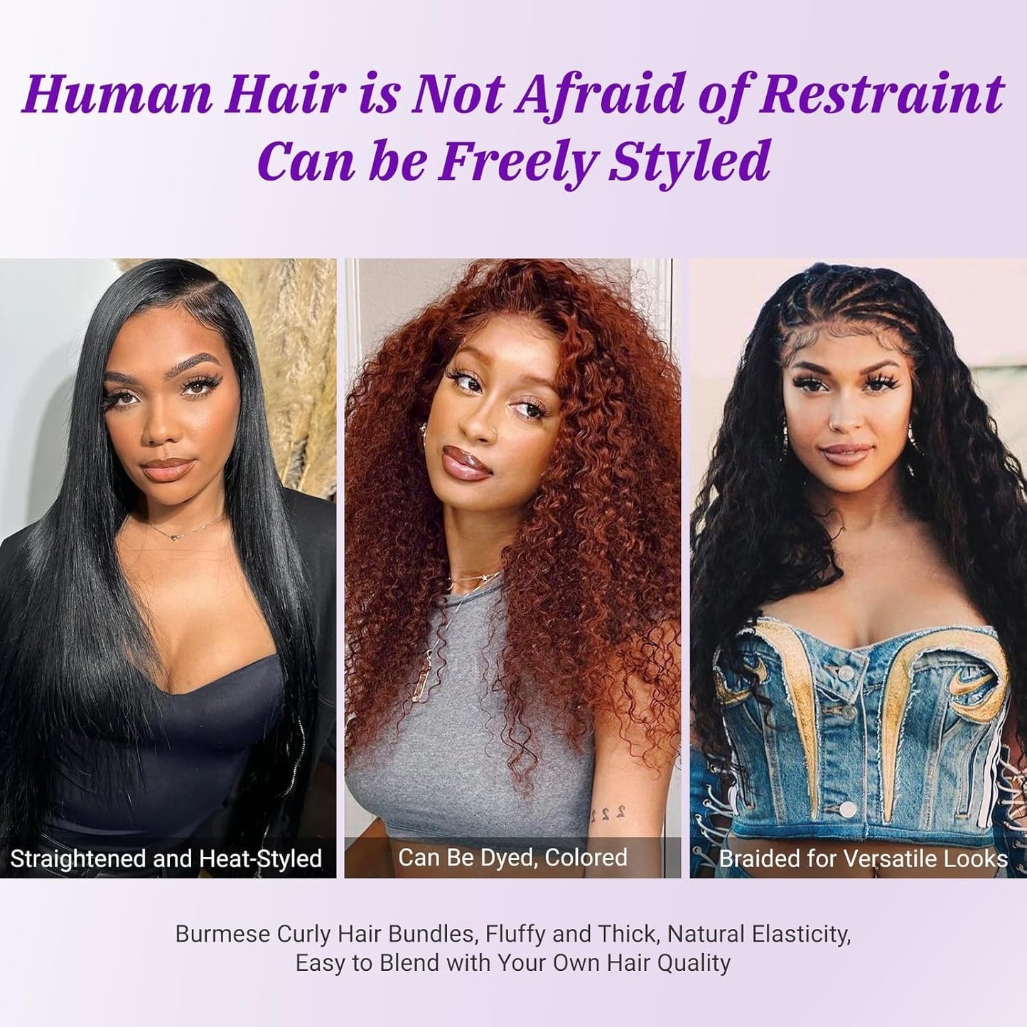 Burmese Curly Bundles Human Hair 20 22 24 Inchs 100% Unprocessed 3c4a Quick Weave Water Wave with Spiral Curly End Real Human Hair Extensions Natural Black