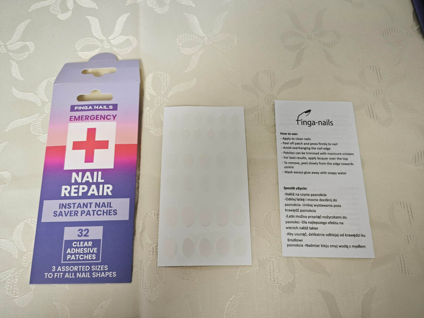 Nail Repair Patches - Clear Self-Adhesive Broken Nail Patches for Broken Fingernails - Split Fingernail Repair Sheet Instant Protection for Chips and Splits - 32 Pre-Shaped Tabs Manicure Saver Kit