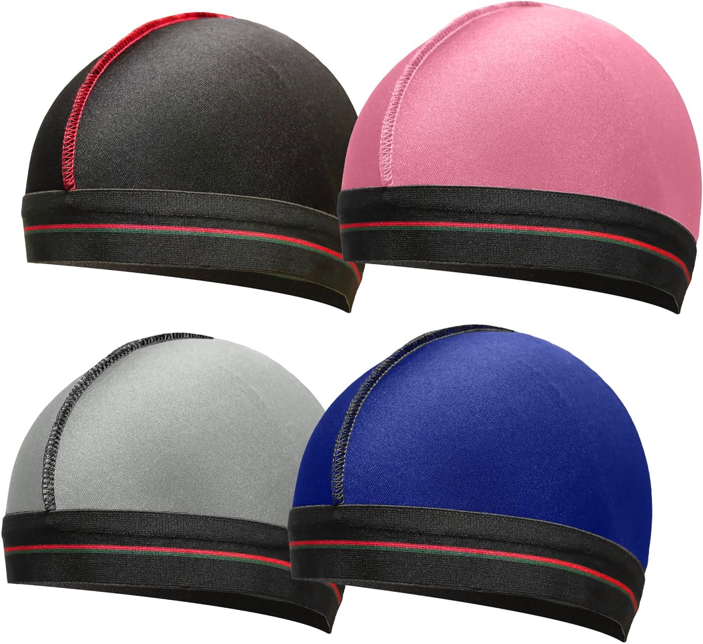 Silky Stocking Cap for Men & Women - Black Compression Wave Cap for 360 Waves | 4-Piece Set