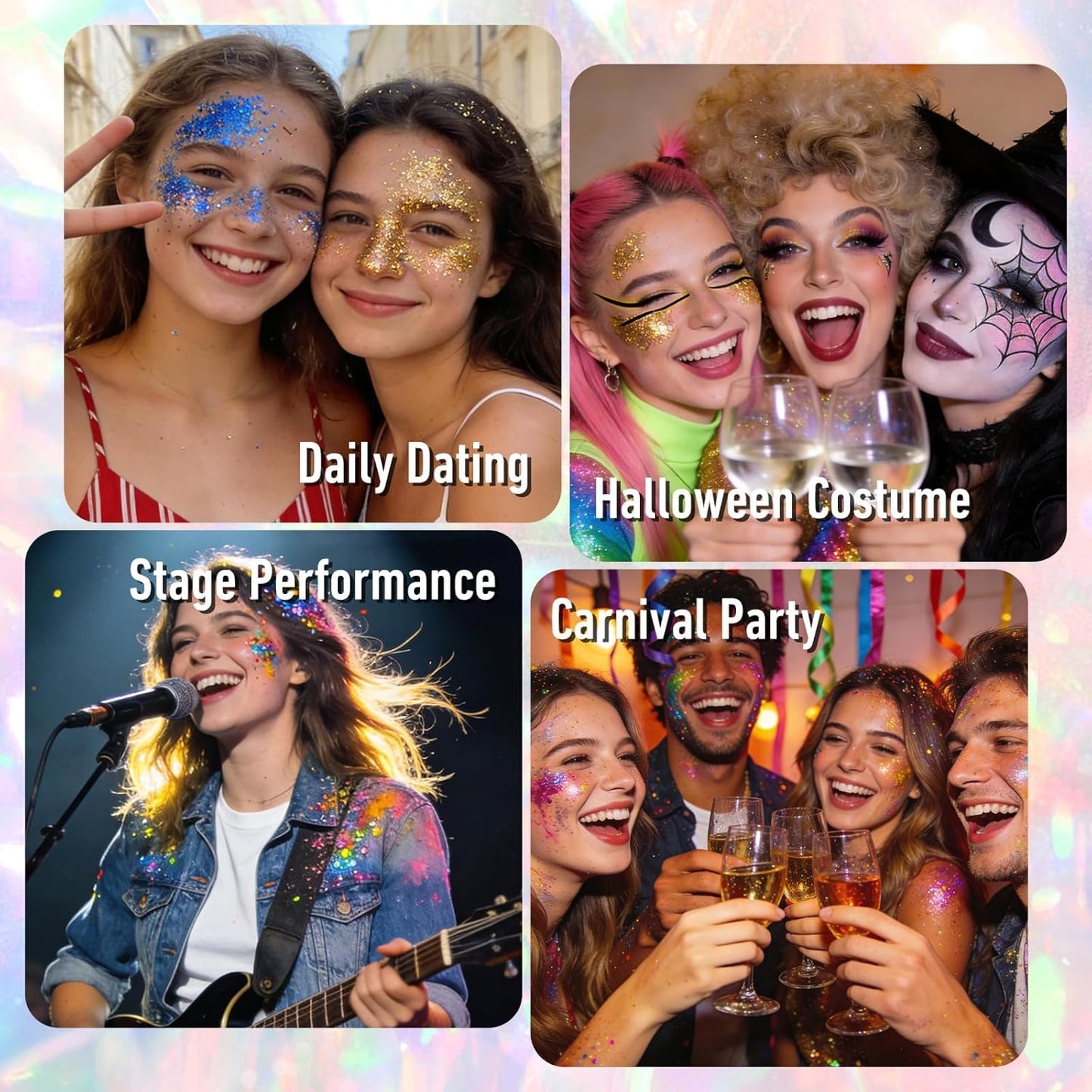 Pink Body Glitter Stick - Chunky Holographic Face Glitter for Rave & Festival Makeup | Perfect for Concerts & Carnival Outfits