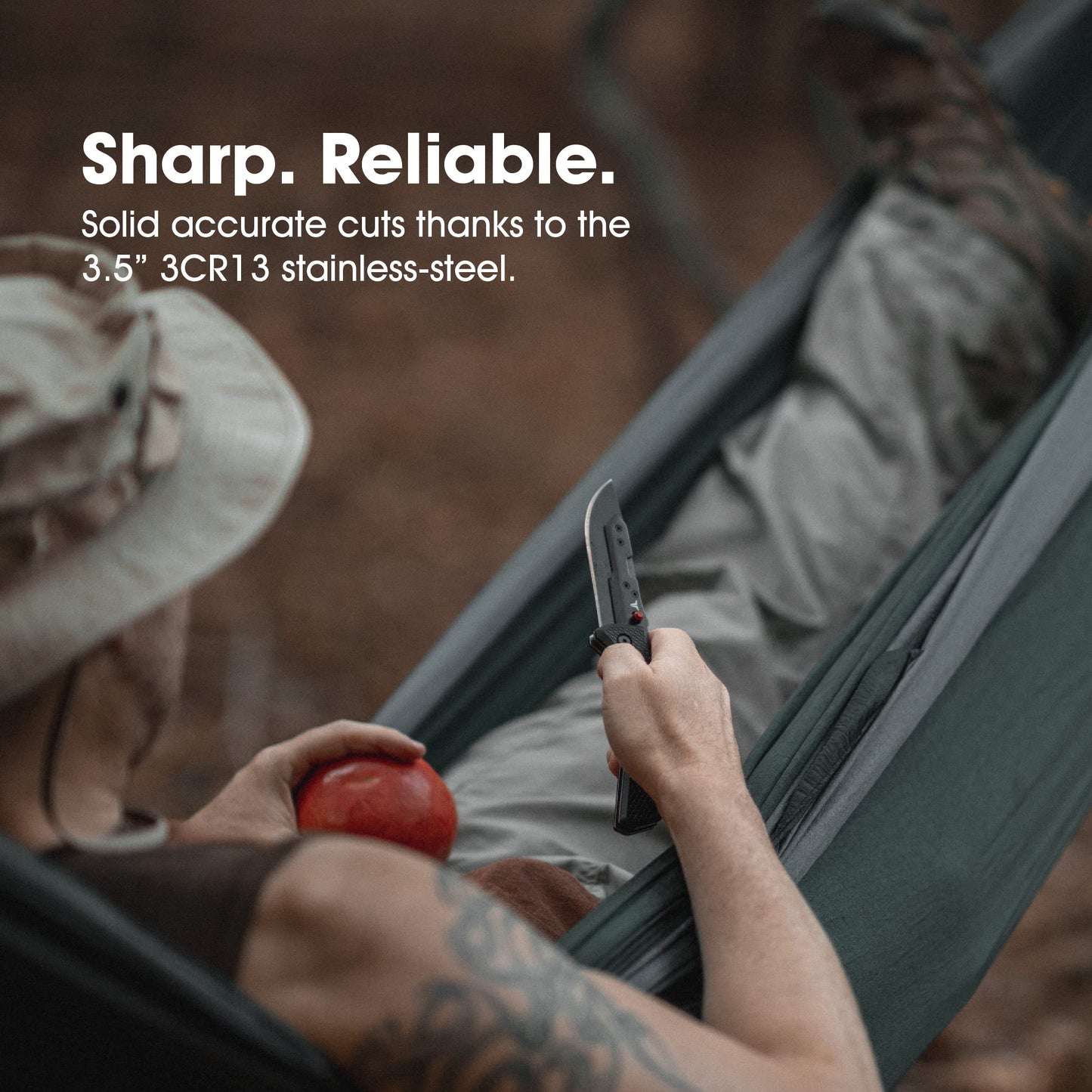 TRUE Replaceable Blade Knife | Pocket Knife with Drop Point Black Oxide Blade, 3CR13 Stainless Steel, 2-Step Replaceable Blade System