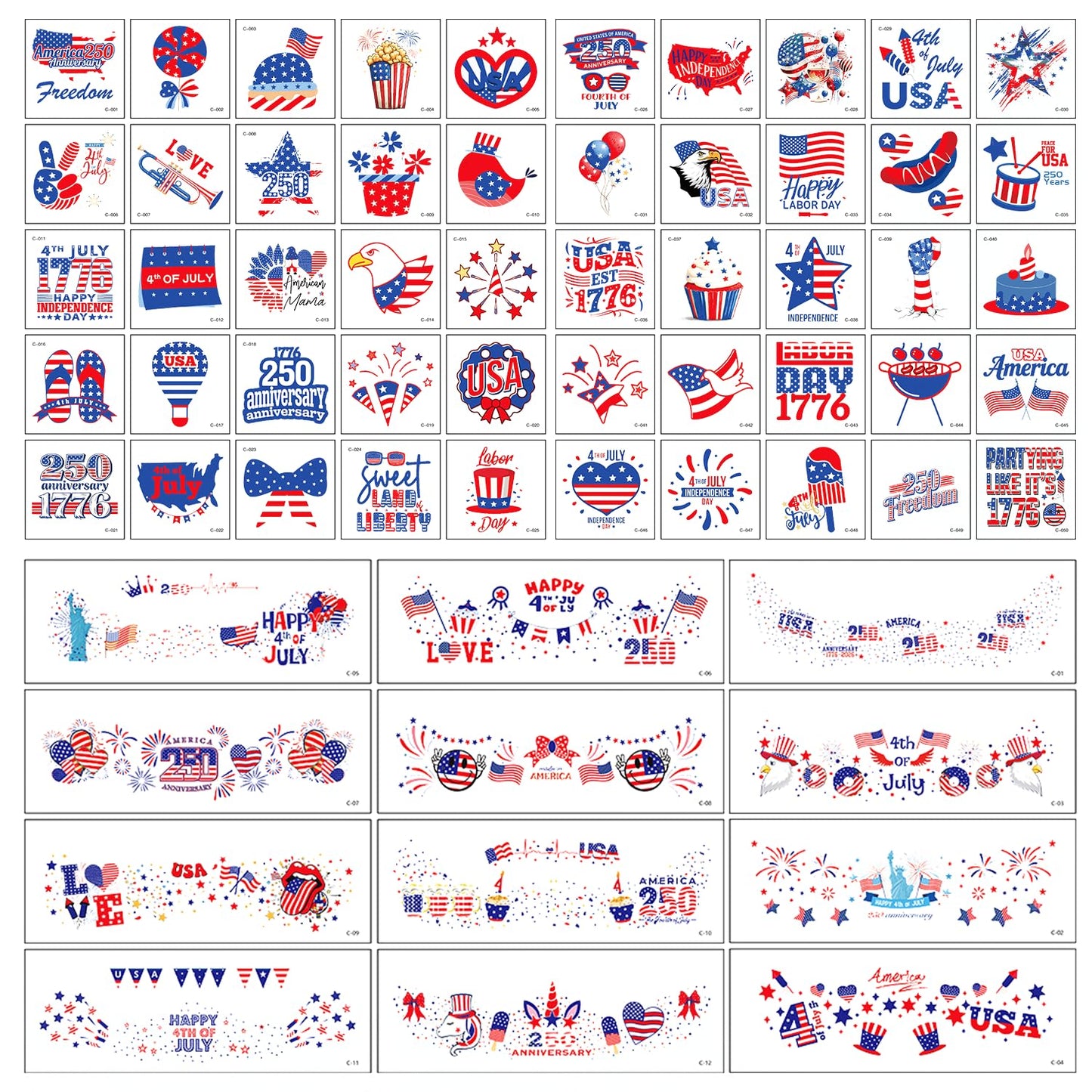 Temporary Tattoos for World Cup 2026 - 48 Sheets Waterproof Country Flag Face Stickers | Oil Painting Style