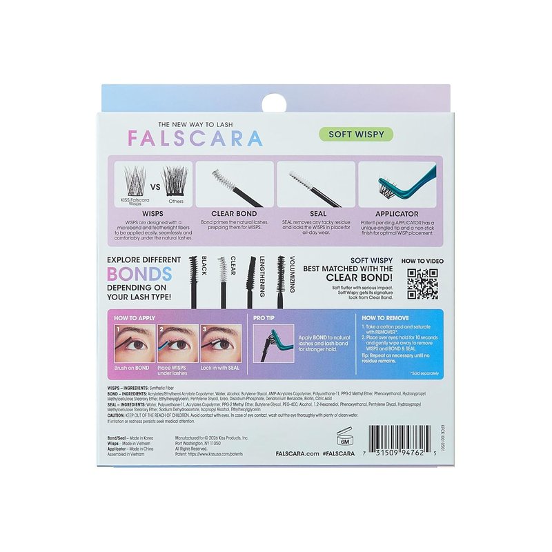 Falscara Soft Wispy Lash Clusters Kit | At-Home 36 Clear Band Extensions, 10mm-14mm, Reusable Up to 14 Days