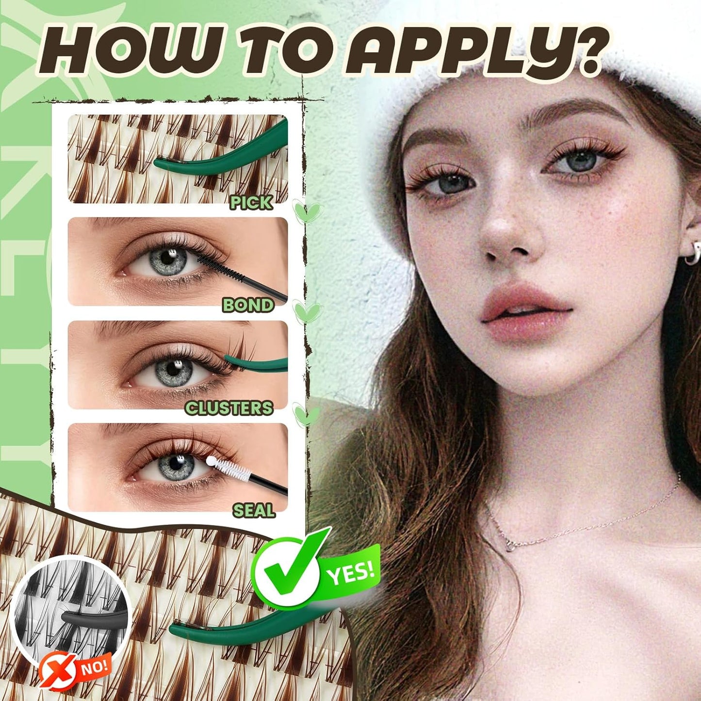 Fairy Spiky Brown Lash Clusters - Wispy C Curl Individual Lashes 8-16mm | Manga Style for DIY Anime Look