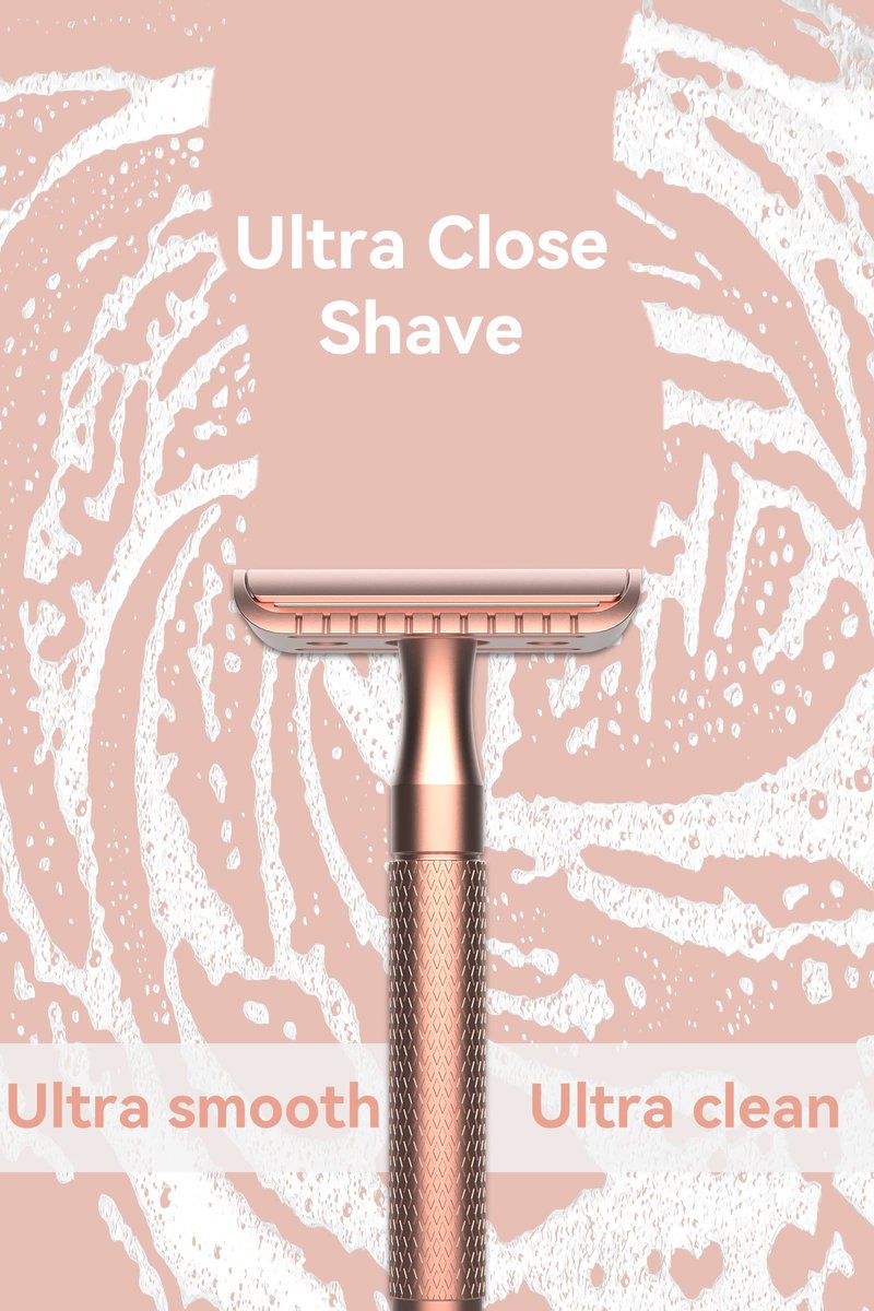 DreamGenius Safety Razor for Men and Women,All Double Edge Razor Blades Lady Razor Eco-Friendly Zero Waste Beauty Environmentally,Rose Gold