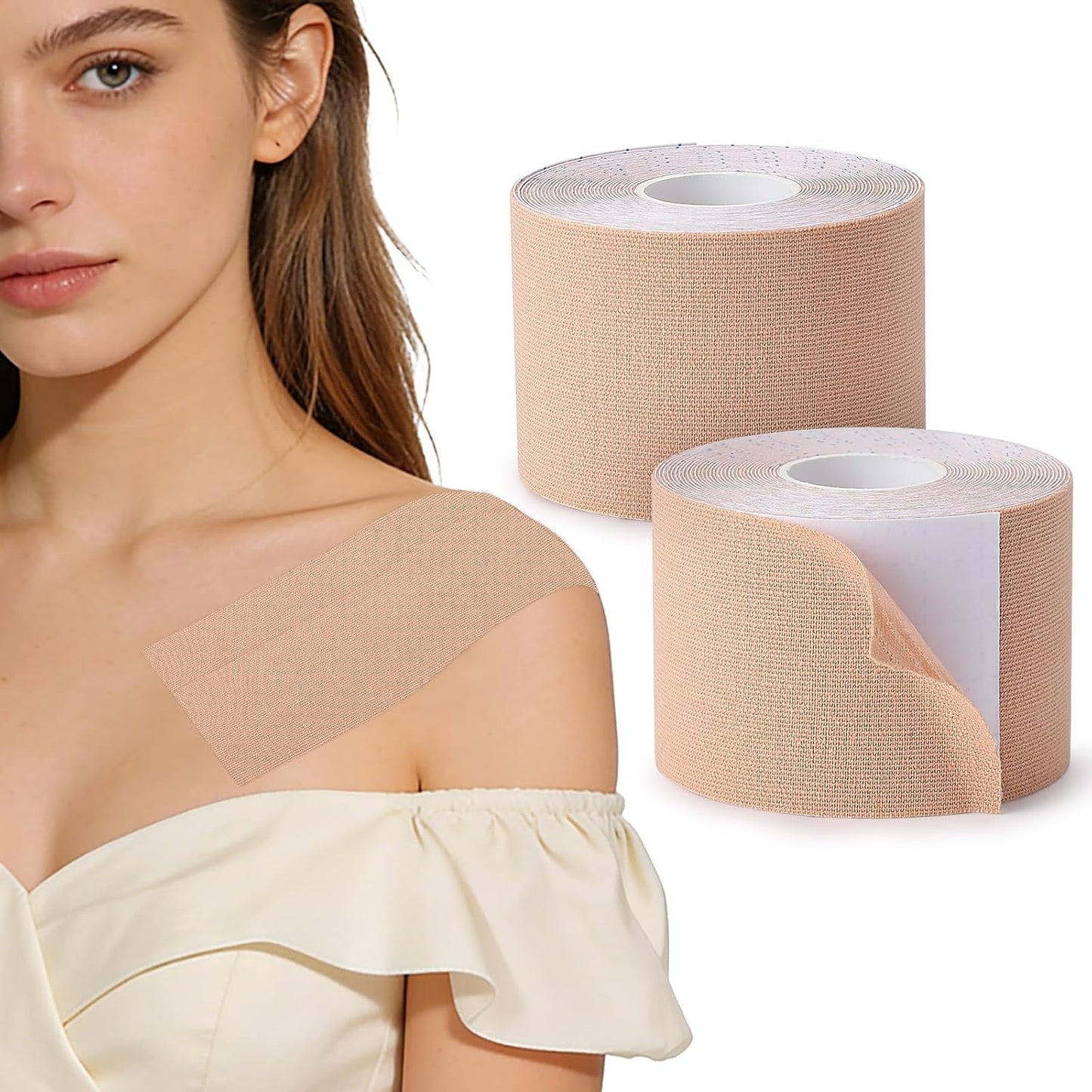 Tattoo Cover Tape - 2 Rolls Waterproof Concealer for Scars & Birthmarks | 2'' x 16.4Ft, Light Tan