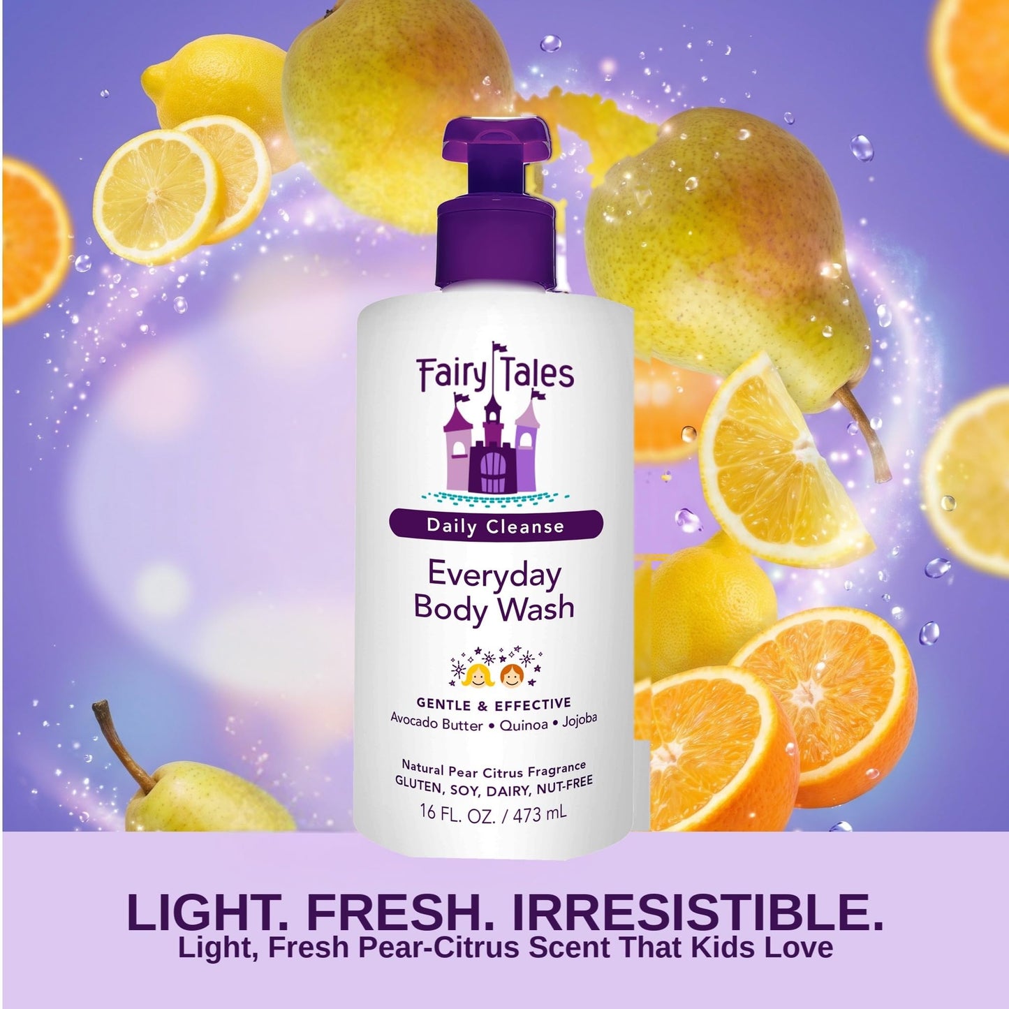 Fairy Tales Daily Cleanse Kids Body Wash | Kids Soap With Gentle, Clean Natural Ingredients | Sulfate Free, Silicone Free, Body Wash for Boys and Girls - 16 oz.