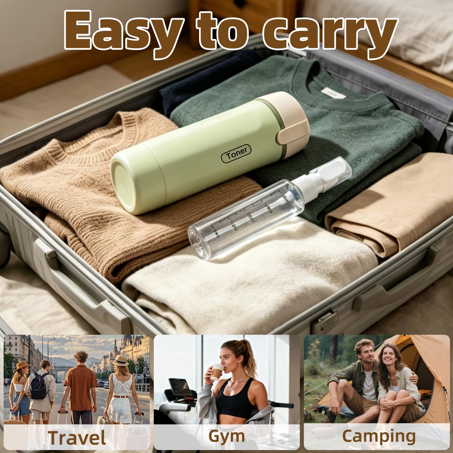 EASYFORALL 4 in 1 Travel Dispenser Bottle,4 Pack 30ML Travel Bottles for Toiletries, Leak Proof Travel Size Containers (Green)