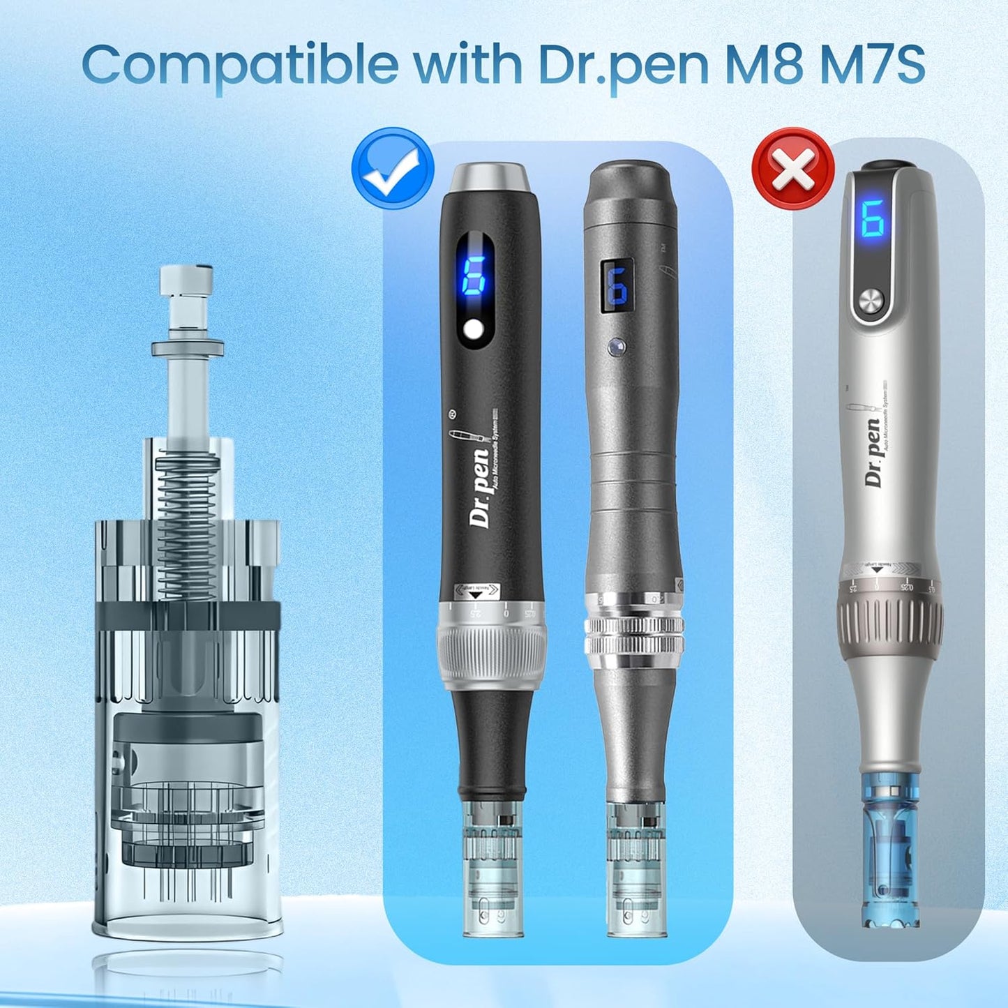 Microneedling Derma Roller Pen Cartridges - 12 Pack 36 Pin 0.25mm for M8 & M7S | At-Home Skin Care