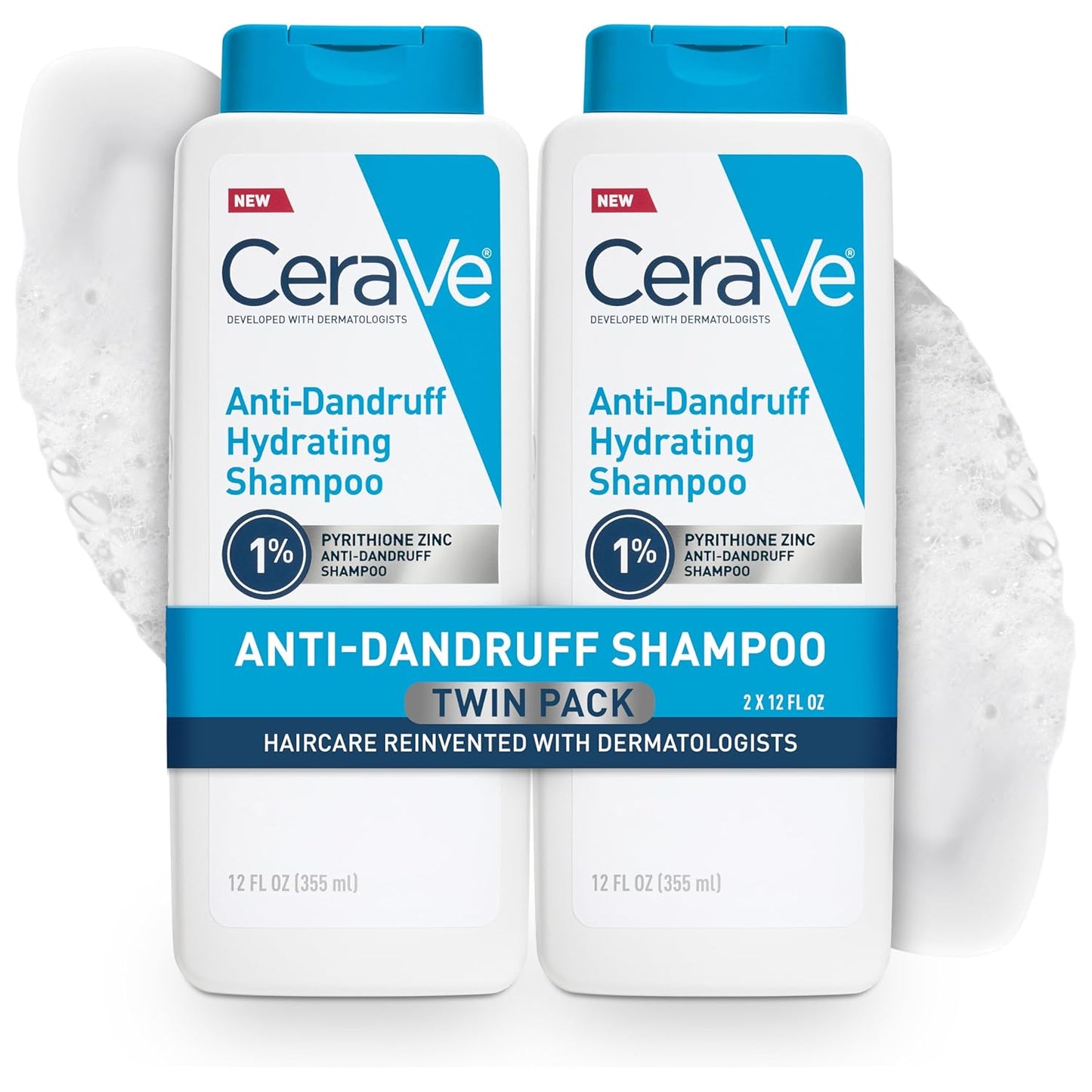 CeraVe Hydrating Anti-Dandruff Shampoo - 1% Pyrithione Zinc, Ceramides & Niacinamide for Flake Relief | 12 Oz
