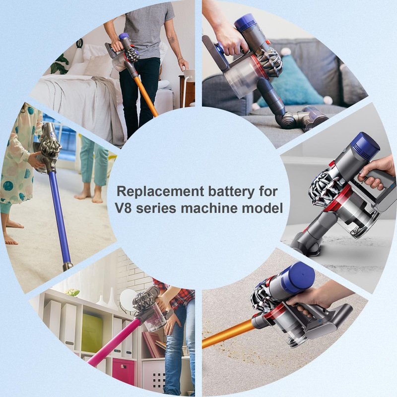 8000mAh 21.6 Volt V8 Replacement for V8 Battery 21.6V 8.0Ah Lithium-ion Compatible with V8 Battery Absolute Animal Motorhead Fluffy Carbon Fiber Vacuum SV10 Vacuum Power Battery Tools (Sliver)