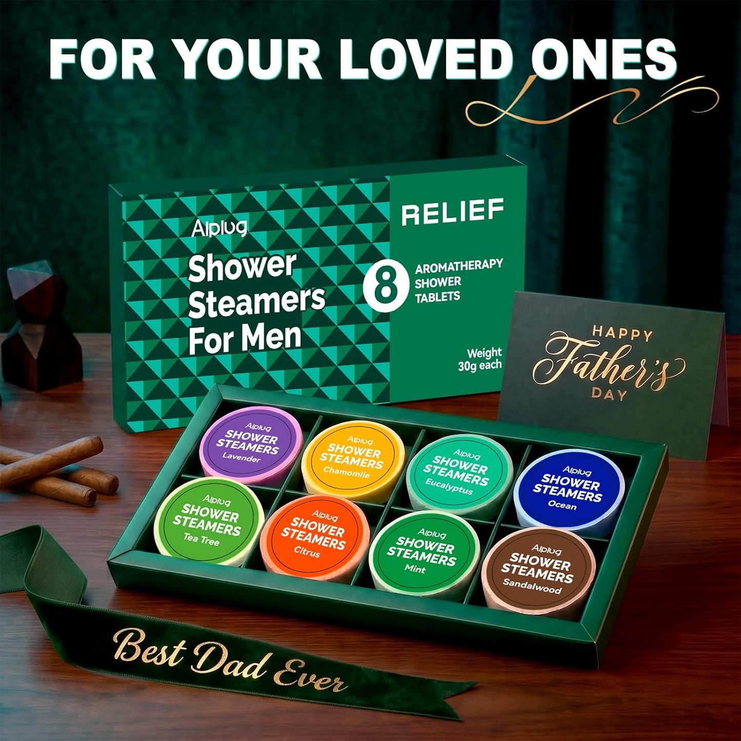 Shower Steamers for Men - Aromatherapy Shower Bombs with Essential Oils | 8 Pack Gift Set for Relaxation