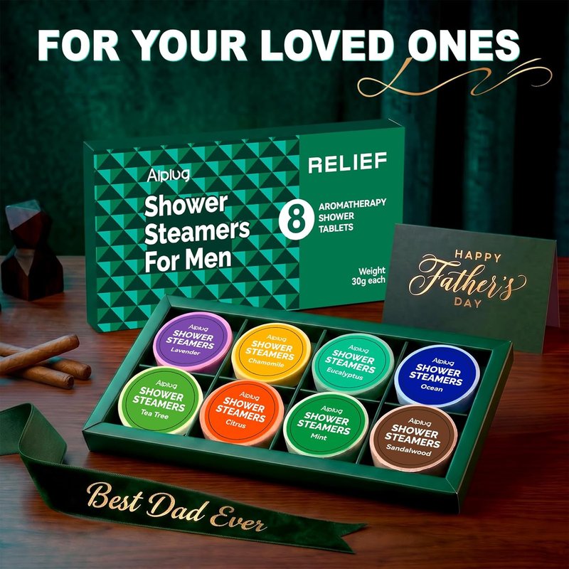 Shower Steamers for Men - Aromatherapy Shower Bombs with Essential Oils | 8 Pack Gift Set for Relaxation