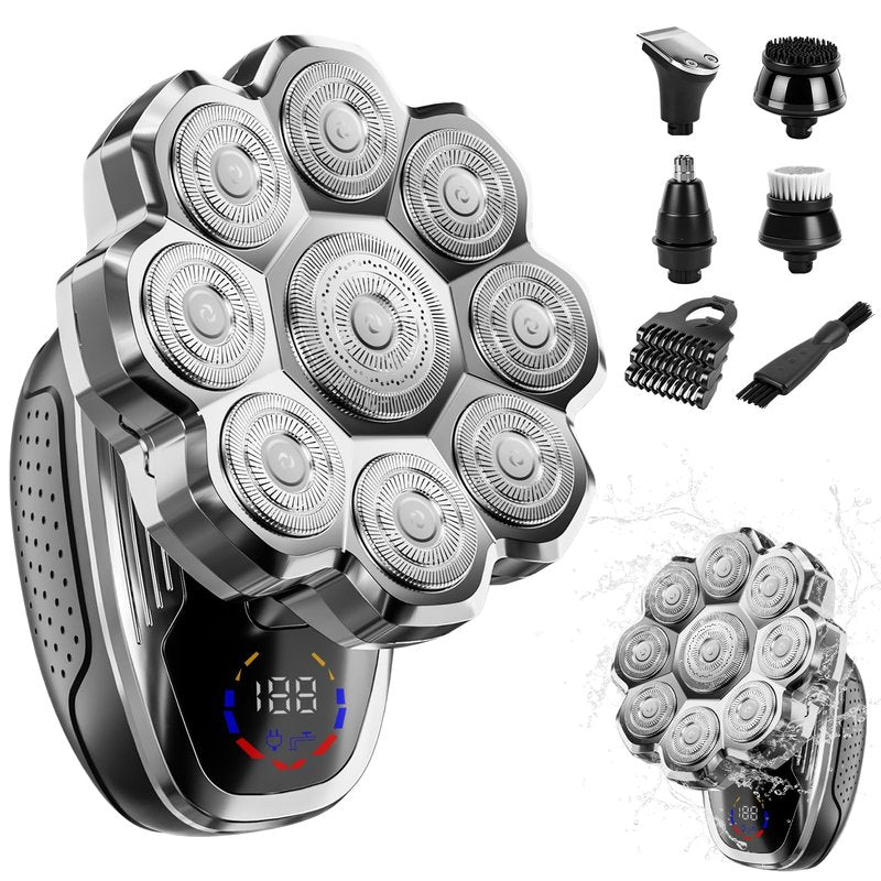 Electric Razor for Men,Head Shavers for Bald Men,Electric Shavers for Men with Wet & Dry Bald Head Shaver 9D Floating, 5-in-1 Body Shavers Comes with Magnetic Detachable Blades