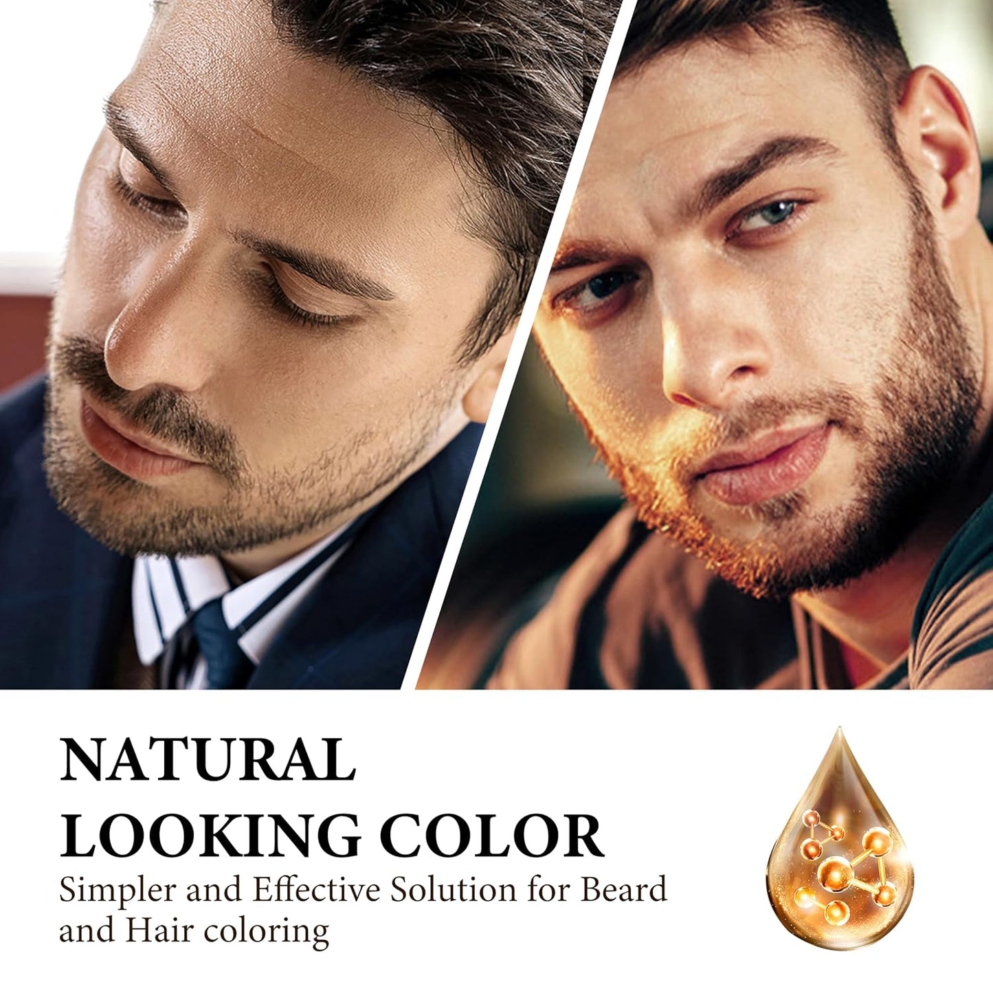 Beard Dye Shampoo for Men - 5 Minute Gray Coverage with Argan & Coconut Oil | No-Mess Formula, 200ML