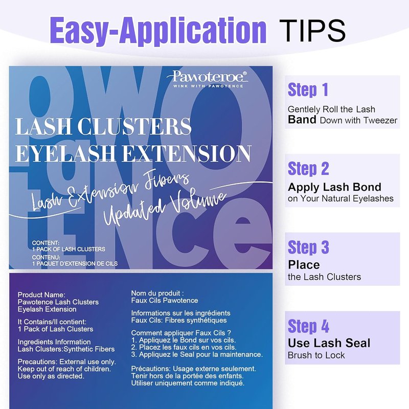 Pawotence Lash Clusters - 40D 280pcs Individual Eyelash Extensions | 9-16mm Mix for Self-Application