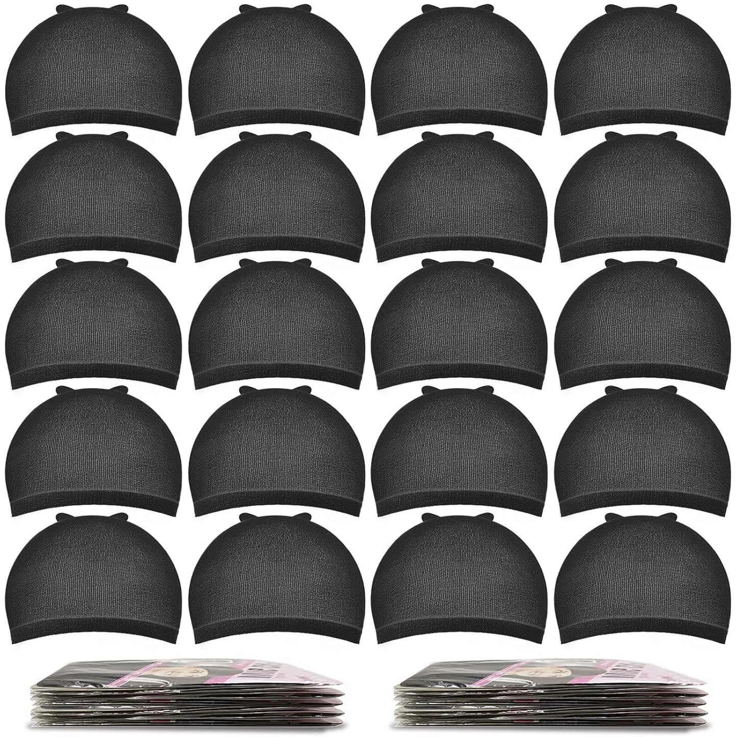 MORGLES 20 Pcs Beige Wig Caps - Stretchy Nylon for Comfortable Fit | Ideal for Women